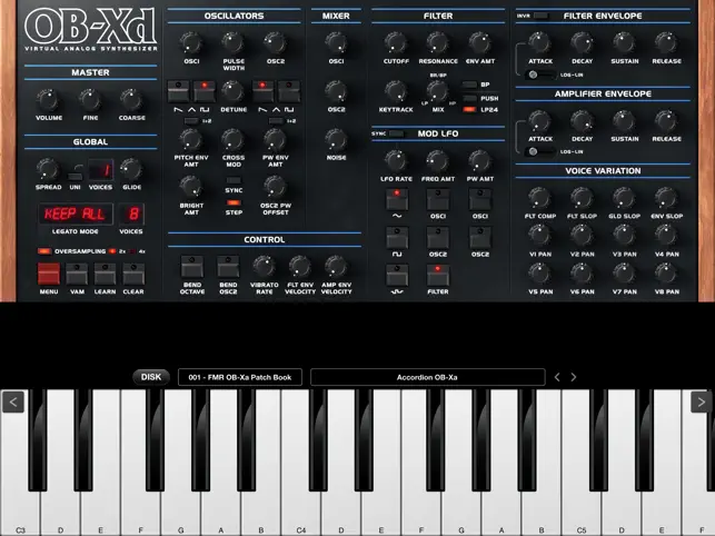 OB-Xd 3 AUv3 Synth by discoDSP screenshot